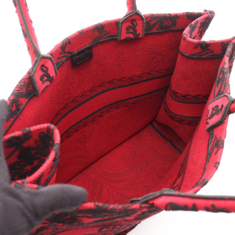 Dior BOOK TOTE Bag Canvas Red Black - Picture 3 of 5